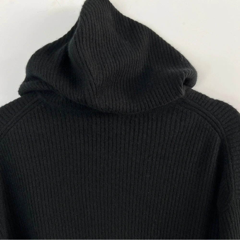 NWT Naadam Luxe Cashmere Ribbed Hoodie Pullover Sweater Black XS - Picture 8 of 11